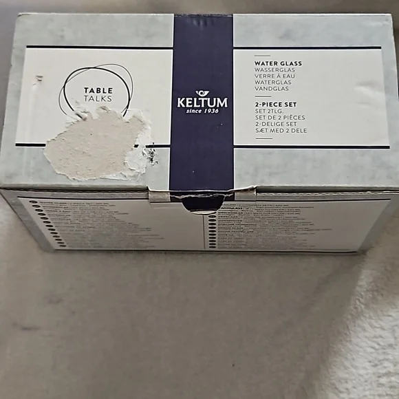 Keltum Table Talks Water Crystalline Glass 2-Piece Set Lead Free Dishwasher Safe - Picture 3 of 15